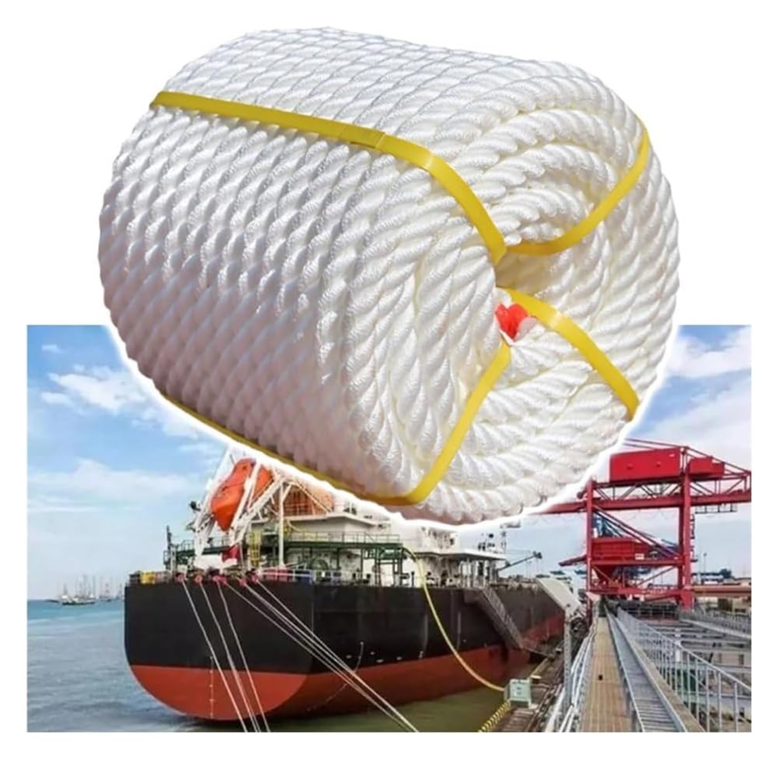 Corda intrecciata in nylon per ormeggio, Cima da ormeggio in nylon a 3 fili for la nautica diporto con lunghezze 10 a 100 m(12mm/0.47",50m/164')