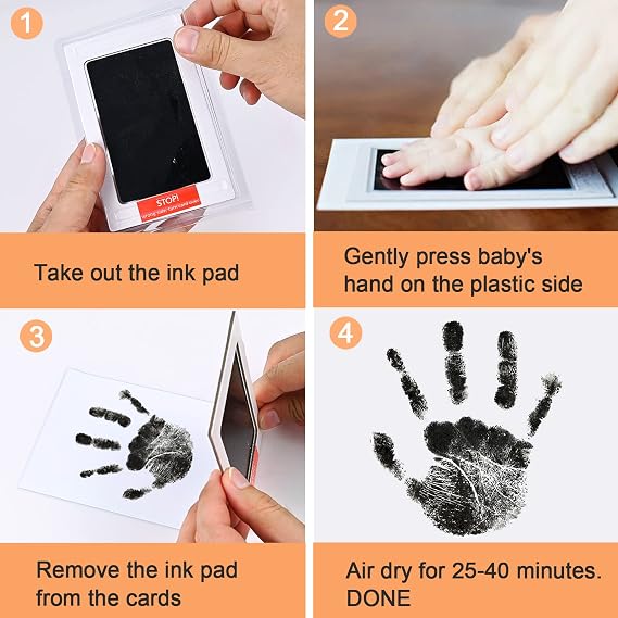 Nabance Baby Hand and Footprint Kit, 3 Baby Inkless Print Pads, 6 Imprint Cards, Baby Footprint Kit, Safe Non-Toxic Newborn Keepsake Gift, Inkless Footprint Kit for Cat & Dog (0–6 Months)