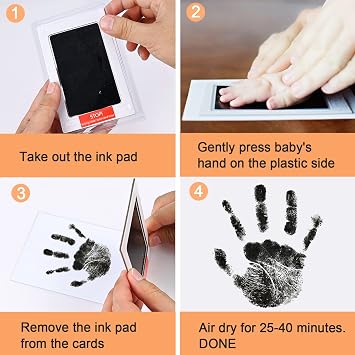 Nabance Baby Hand and Footprint Kit, 3 Baby Inkless Print Pads, 6 Imprint Cards, Baby Footprint Kit, Safe Non-Toxic Newborn Keepsake Gift, Inkless Footprint Kit for Cat & Dog (0–6 Months)