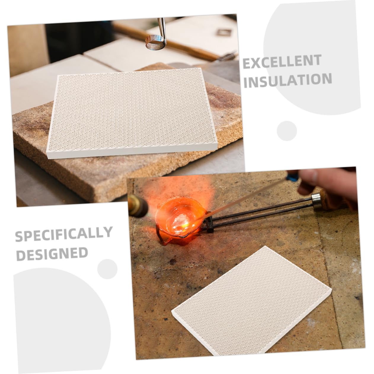 Placas De Soldadura De Panal Resistentes Al Calor, Kit De 2 Placas De Soldadura Cuadradas (pequeña y Grande), Tablero De Nido De Abeja De Cuarzo Para Fabricación y Reparación De Joyas