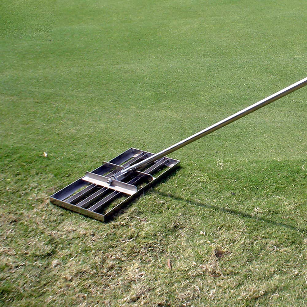 Wyrównywarka trawnika z długim uchwytem, stal nierdzewna, poziomica, grabie do trawnika, narzędzie do wyrównywania trawnika do gleby, trawy, pola golfowego, narzędzie do wyrównywania trawnika, 6 stó