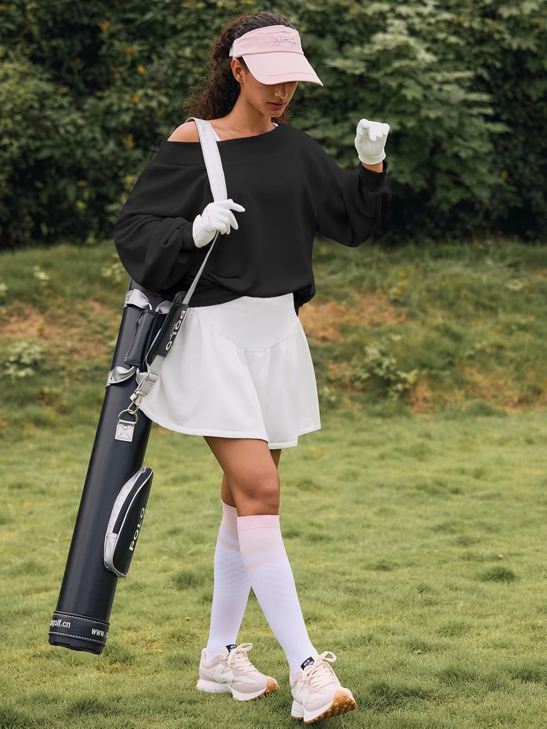 Fisoew Womens Off The Shoulder Sweatshirt Casual Long Sleeve Loose Fit Fall Pullover Tops Black - Image 4