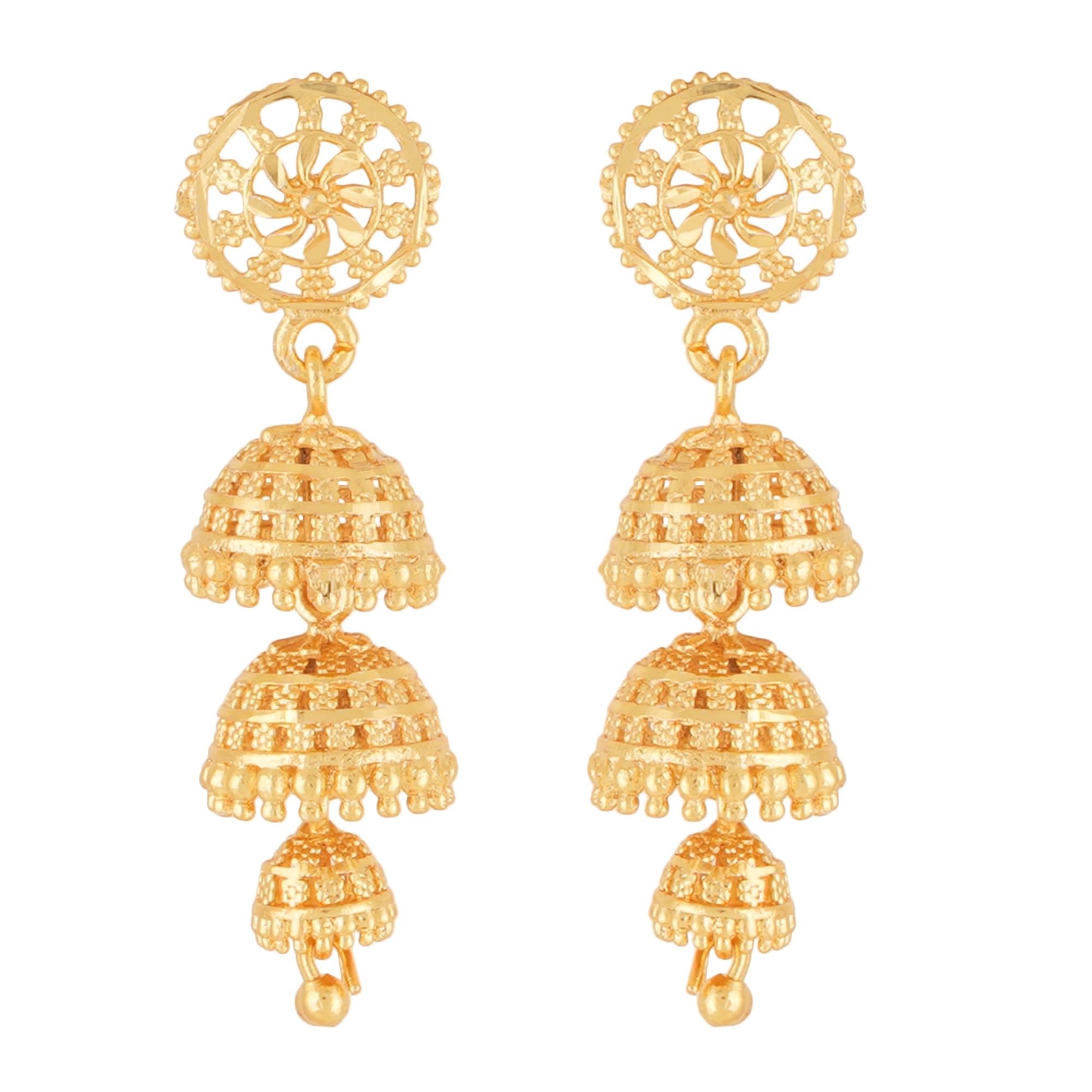 See full amazon price history chart for Shreyadzines Traditional Temple Jewellery 18k One Gram Gold Ethnic South Indian Jhumkas Jhumka Earrings Set For Women (Gold Three Step) Shreyadzines Traditional Temple Jewellery 18k One Gram Gold Ethnic South Indian Jhumkas Jhumka Earrings Set For Women (Gold Three Step) (B0CQ8DWQMV) Amazon Price History, Amazon Price Tracker