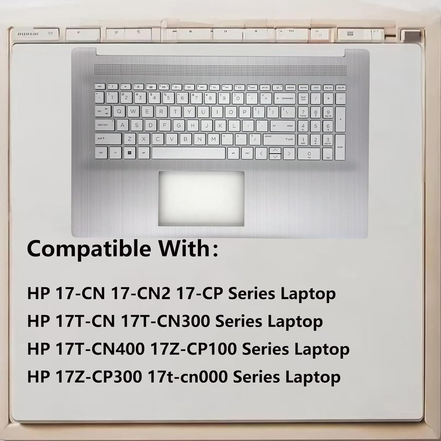 Replacement Upper Case Palmrest Top Cover Keyboard for HP 17-CN2 17-CP2 17T-CN000 17T-CN300 17T-CN400 17Z-CP000 17Z-CP100 17Z-CP300 Series Laptop M50456-001