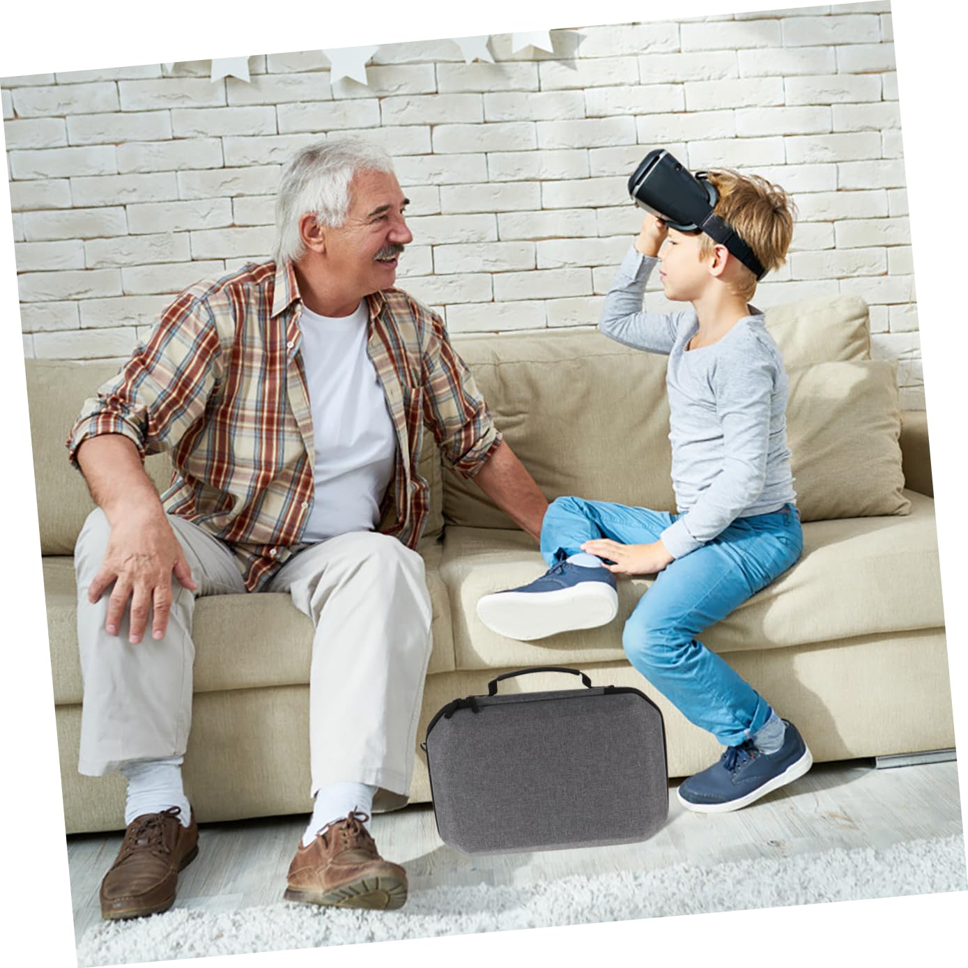 jojofuny Estuche de Transporte para 2 Gafas de Realidad Virtual Caja Protectora de Eva Cremallera Almacenamiento Compacto Fácil de Transportar