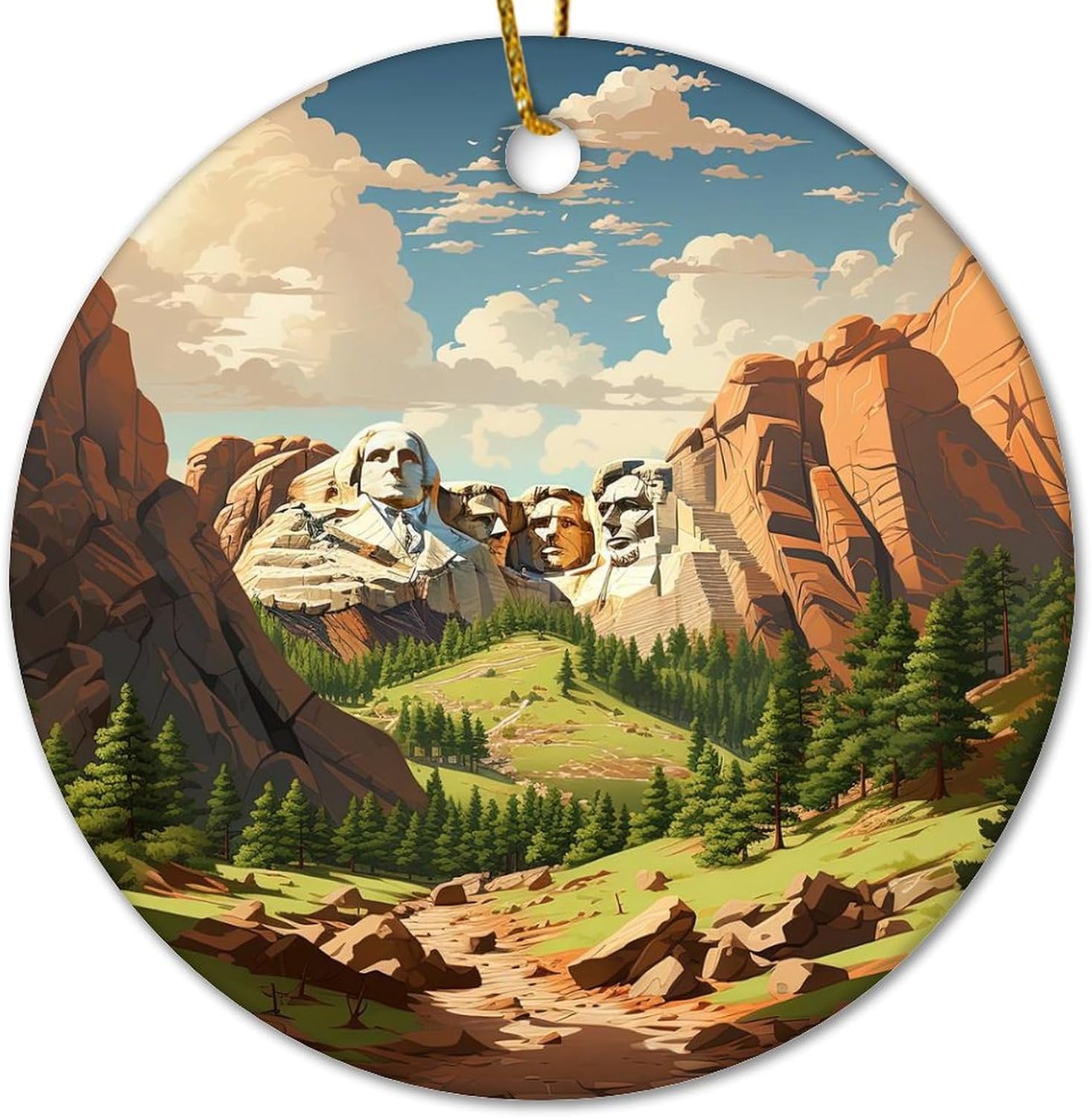 SILYHEART Mount Rushmore National Memorial Christmas Ceramic Ornament Ceramic Christmas Keepsake Modern Cityscape Funny Ornament for Mom Dad Baby Holiday 3 in image 2