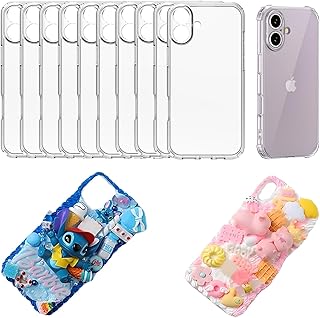 stino DIY Phone Junk Case for iPhone, 10 Pack Clear Cases, Crystal Transparent Junk Case Supplies (for iPhone 16e)