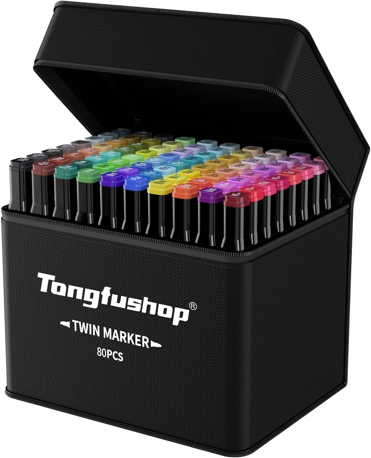 Tongfushop 80+2 Colores Rotuladores Alcohol, Doble Punta, Permanent Marcadores Adecuado para Pintura, Dibujo, Diseño, Colorear, Ilustrar, Esbozar con Bolsa de Almacenamiento y Espaciador