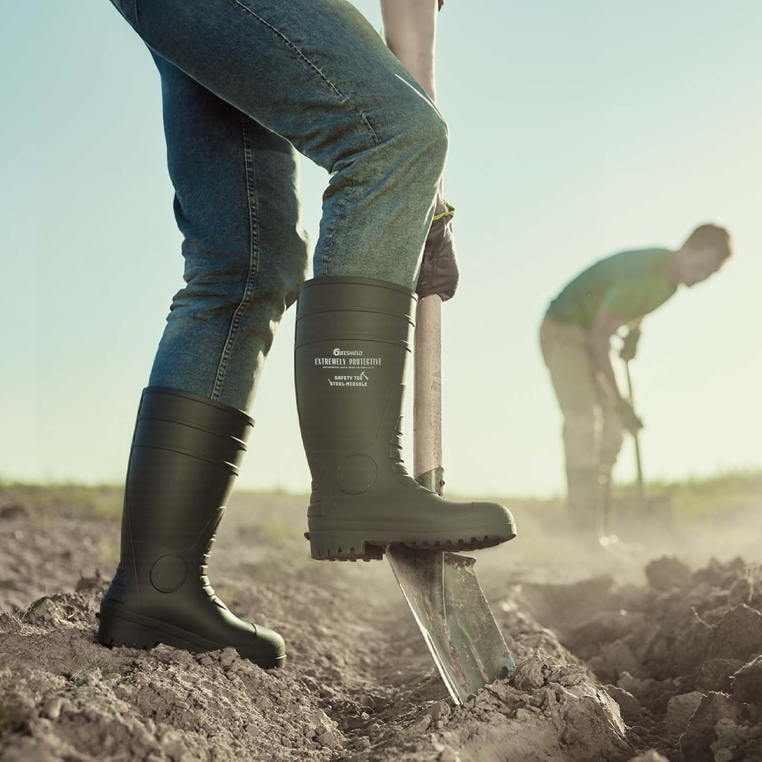 Men's Rain Boots Steel Toe PVC Rubber Boots - Waterproof Slip-Resistant Garden Fishing Outdoor Knee High Work Boots for Construction, Agriculture, Industrial & Heavy Duty, Size 7-14 - Image 2