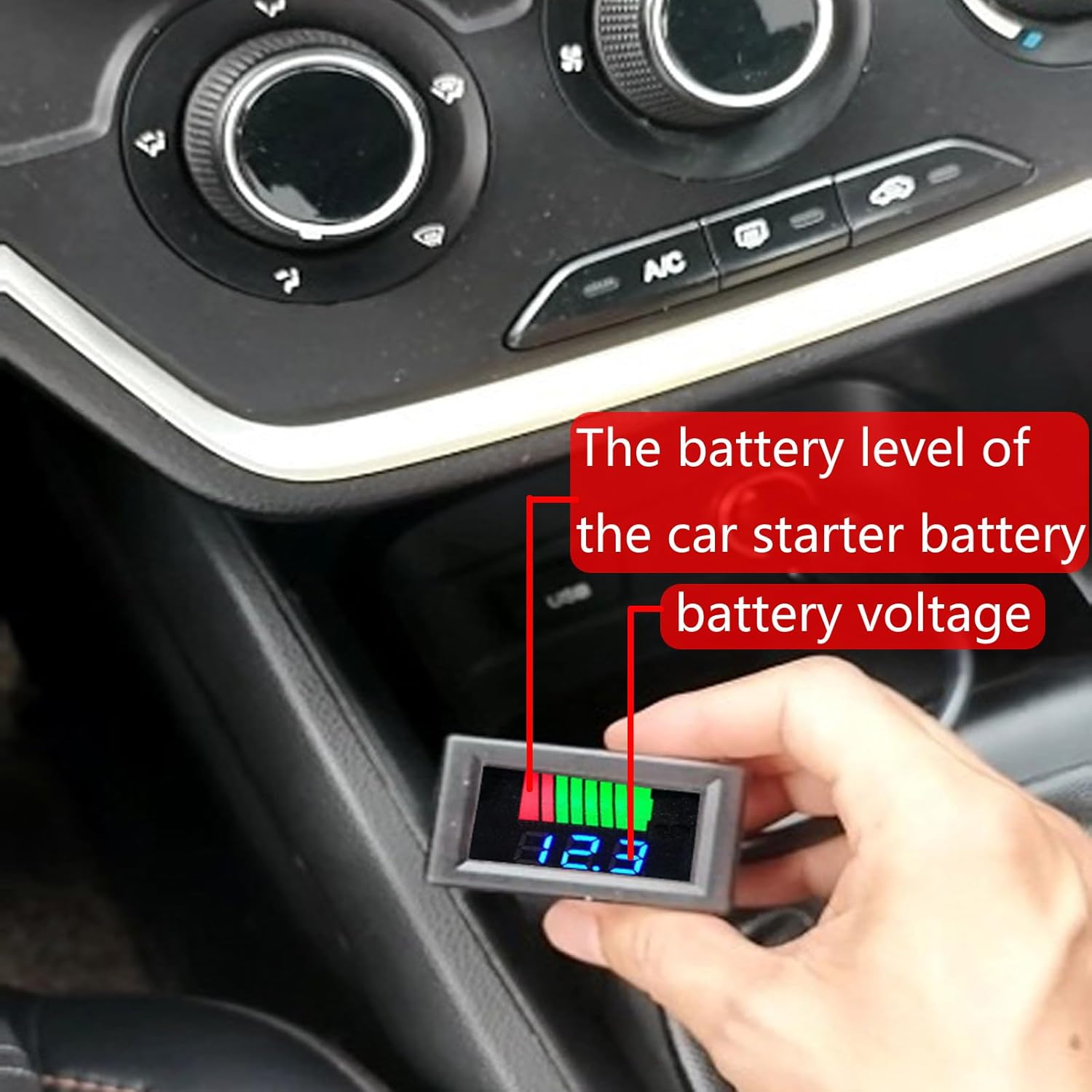 Car Cigarette Lighter Battery Tester, LCD Display Car Battery Monitor 12V Cigarette Lighter Voltage Meter, Car Accessories for Most Cars Trucks Automotive Jump Starter Low Voltage Warning 11V-24V