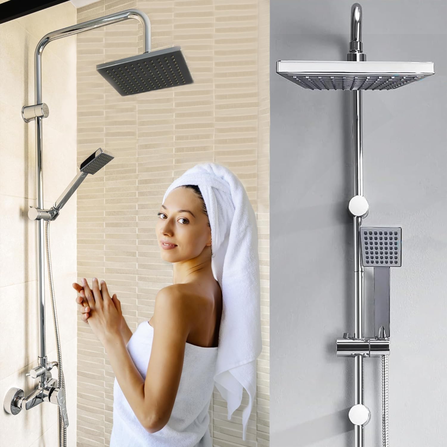 Colonna doccia con miscelatore, doccetta a mano e supporto. Rubinetto doccia da bagno con colonna in ottone.