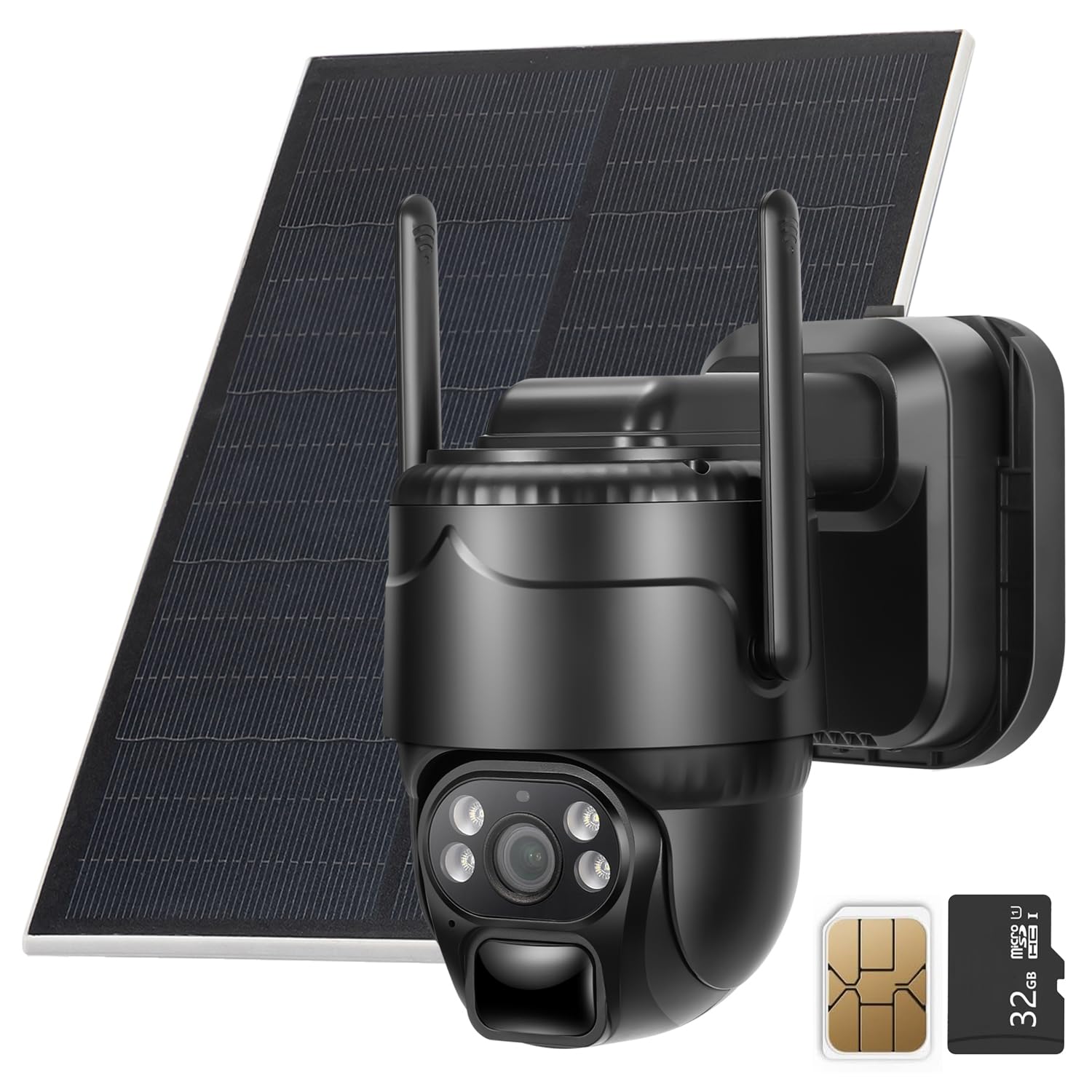 eudic 4G LTE Cellular Solar Security Cameras Wireless Outdoor, 2K No WiFi Need Solar Powered Camera, 360° Live View, Color Night Vision, PIR Motion