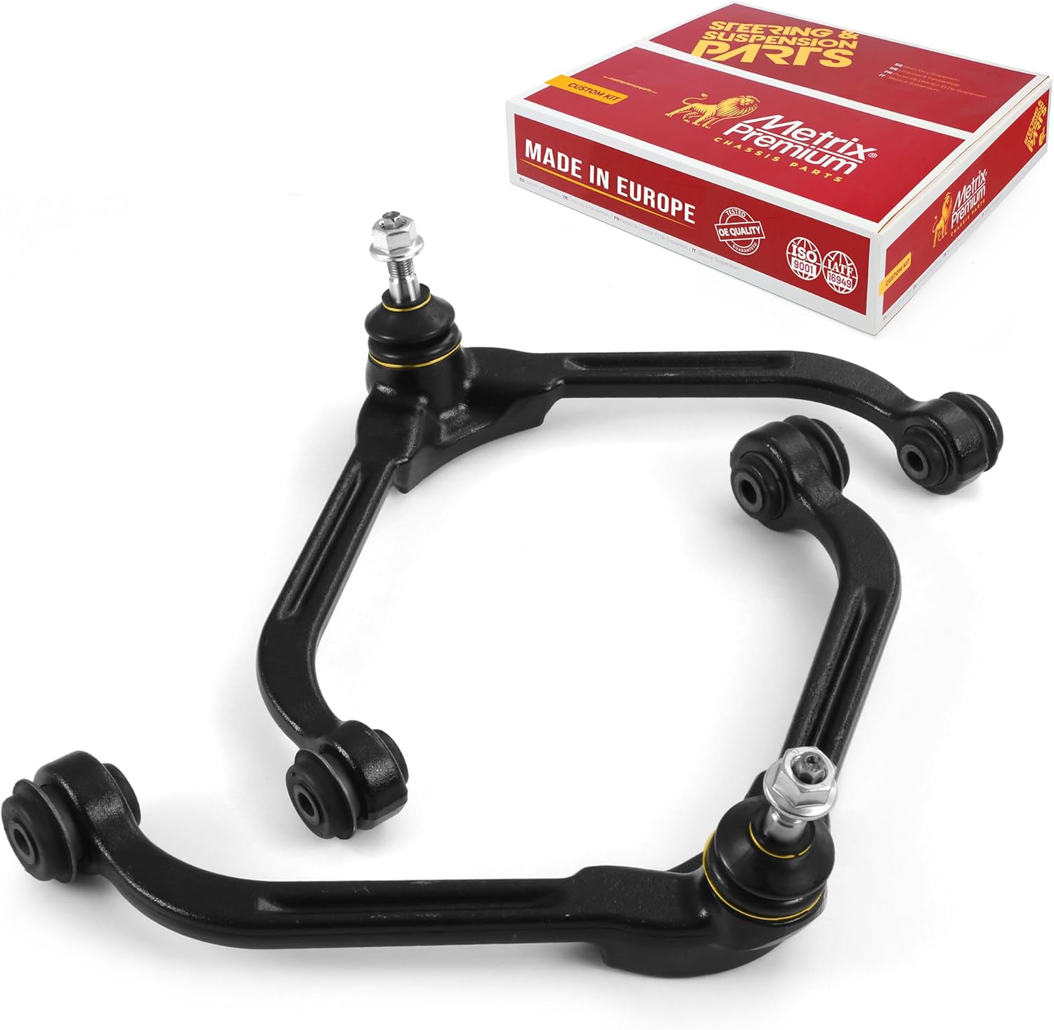 Metrix Premium Chassis Parts - 2 PC Front Left Upper; Front Right Upper Control Arm w Ball Joint & Bushing Assembly Kit Fits 2002-2007 Jeep Liberty, Replacement RK3198, Made in Europe