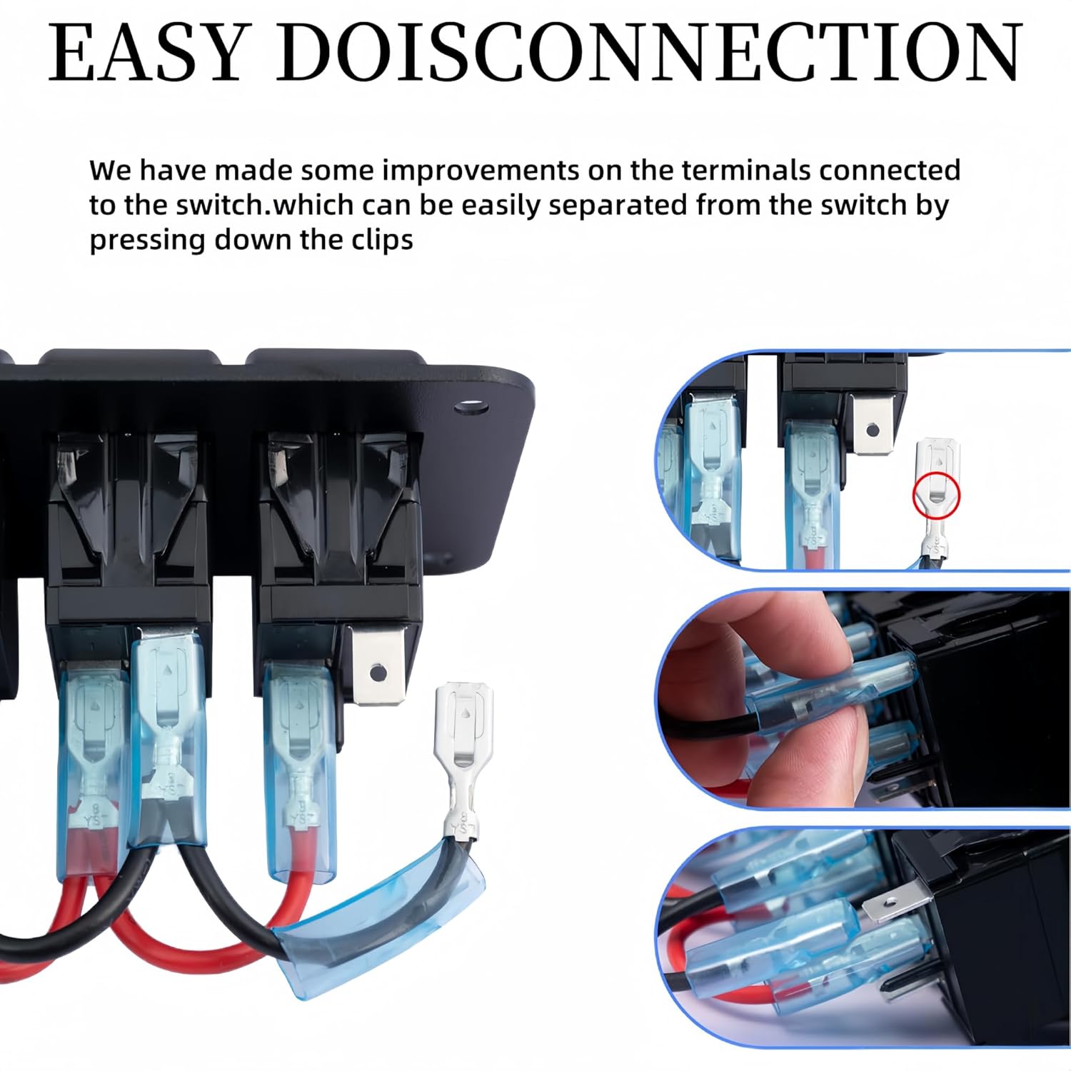 8 Gang Off Road Light Switch Panel Waterproof, 5 Pin SPST 12V 24V ON Off Toggle Switch Panel, 12Volt 20 Amp Marine Rocker Switch Panel for Automotive Boat RV Truck Bus Jeep (Blue)