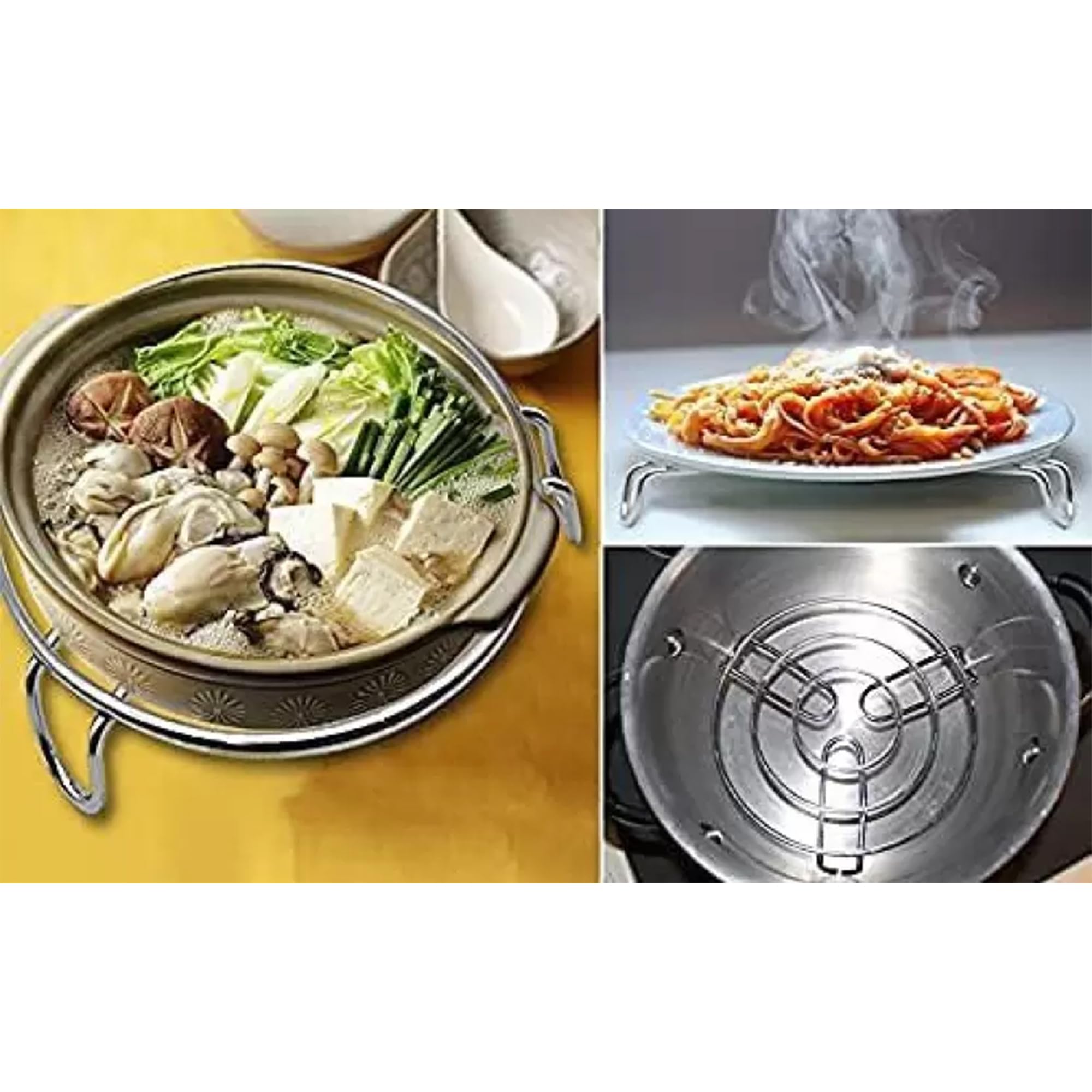 IDEAL PRIME Unbreakable Stainless Steel Trivets Set of 3 Steel Hot Pot Stand Cooker Steamer Casserole Stand roound Table Ring Tableware Pack of 3 4