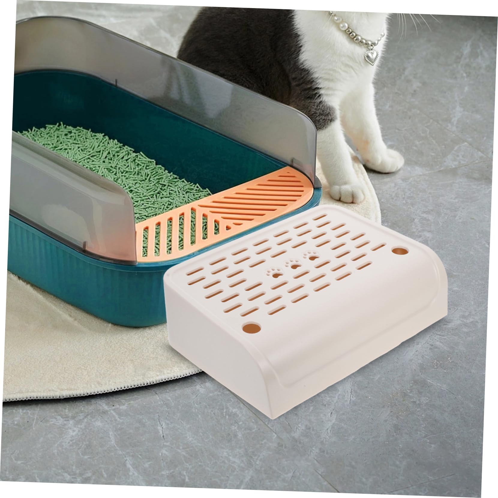 Gatuida Leichte Katzenklo Rampe aus Abs Khaki Tritthocker für Streu Leicht zu Reinigen