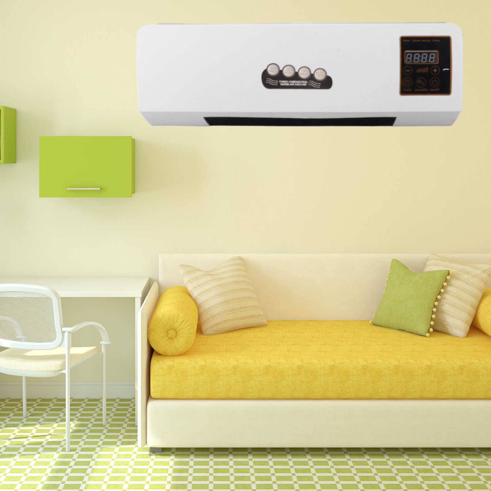 Condizionatore/riscaldatore A Parete 2 In 1 - 2000W, 21 Pollici, Touch, Telecomando, Timer