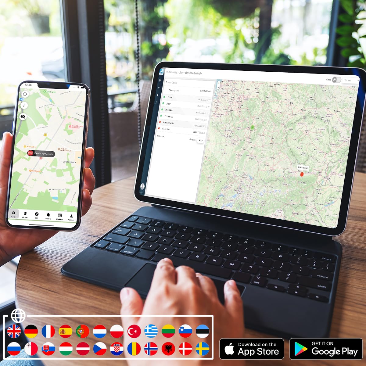 easyWire Traceur GPS pour Voiture, Moto, Camion et Caravane | Carte SIM et données incluses, suivi live en Europe, carnet de route, sans abonnement ni contrat, prêt à l’emploi