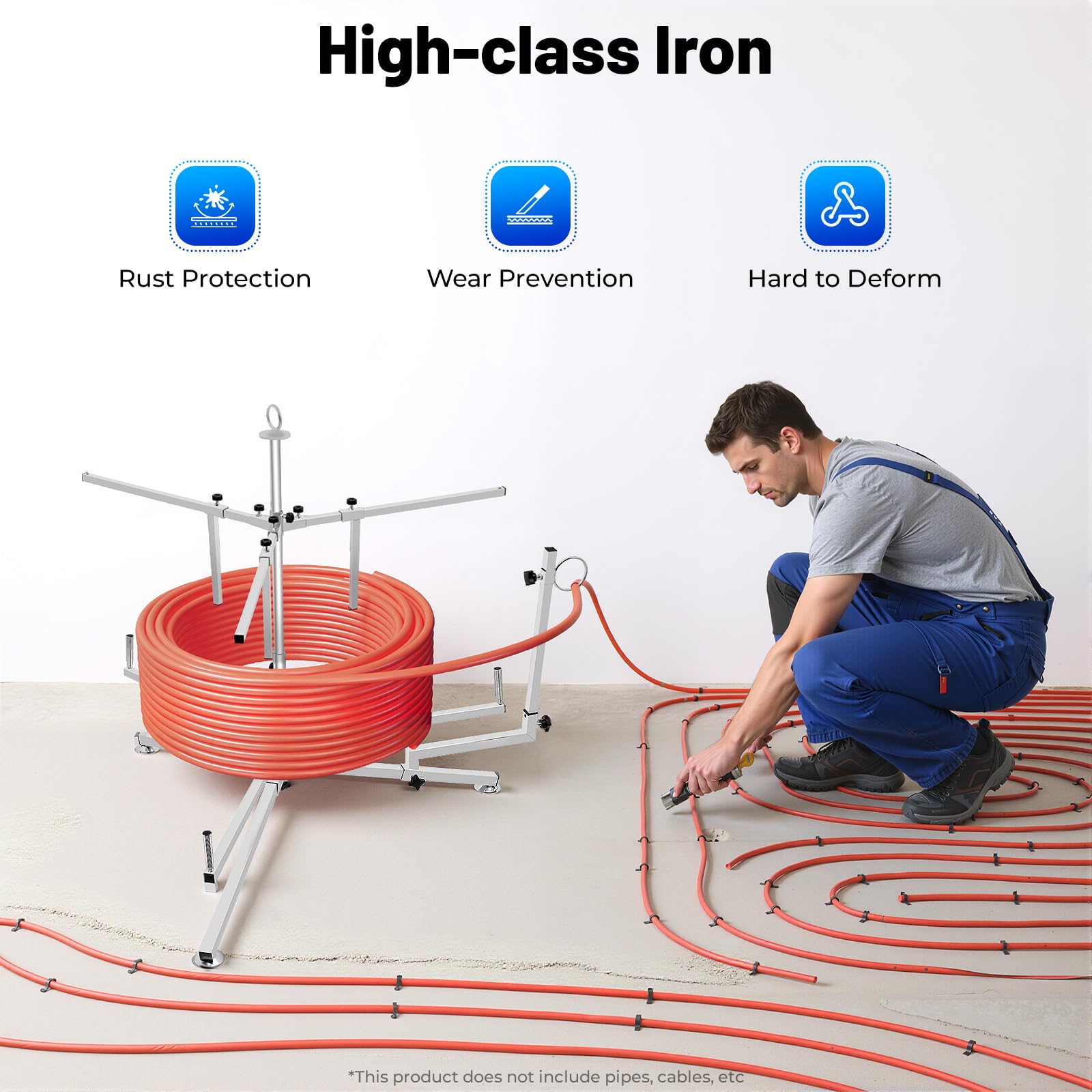 Enrollador de cables automático, 1 m, capacidad de carga de 200 kg, para calefacción por suelo radiante, PEX, tubos PERT, incluye bolsa de almacenamiento