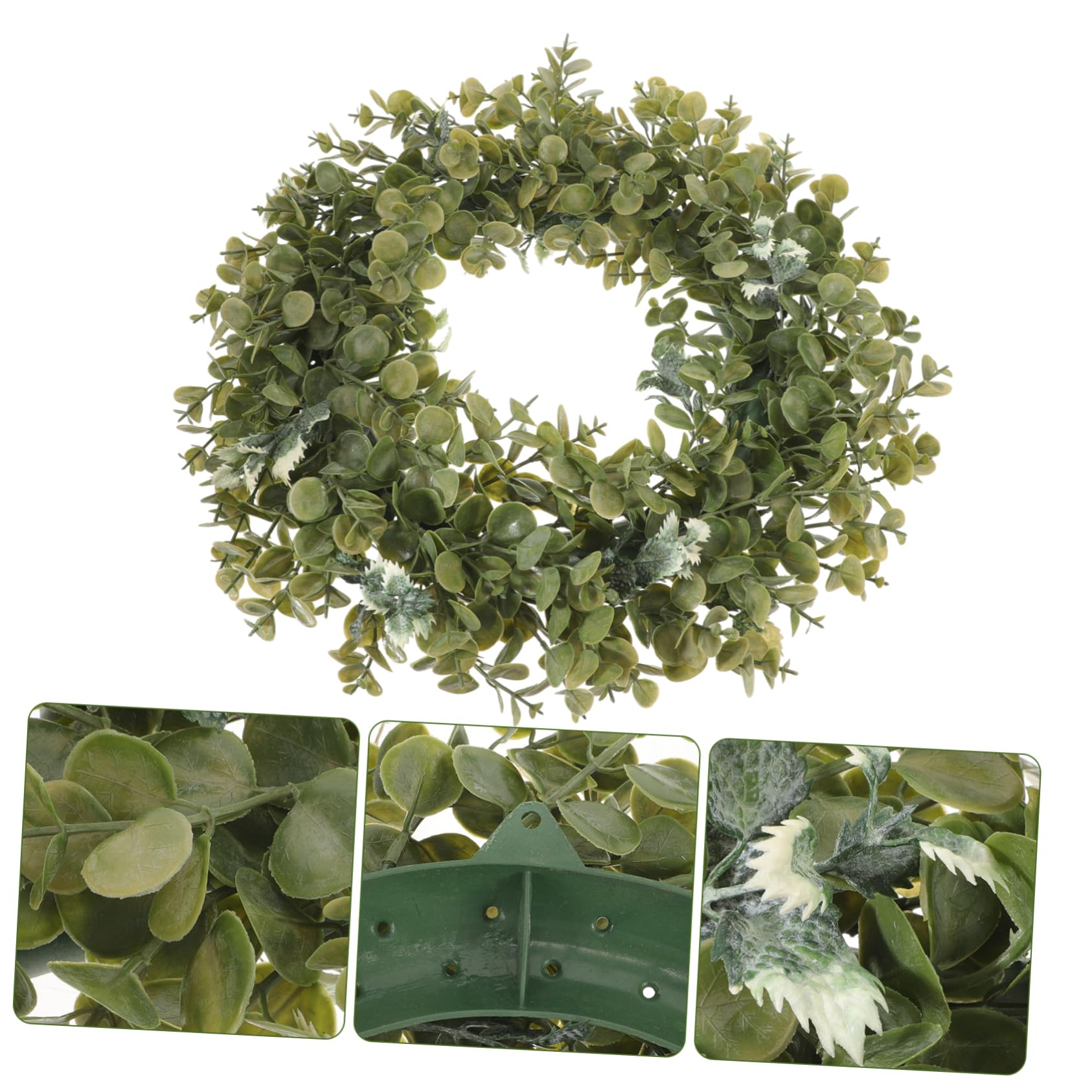 VICASKY Ghirlanda di Piante Verdi in Stile Americano 35 Cm, Decorazione Murale Artificiale di Eucalipto per Casa, Matrimonio e Negozi, Ornamento a Corona Resistente senza Manutenzione