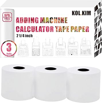 Adding Machine Paper Rolls 2 1/4 inch for Sharp EL-1197PIII EL-1801V Calculator Paper Rolls 2 1/4 for Canon P23-DHV MP11DX-2 HR-10RC HR-170RC HR-200RC Calculator Tape 3 Rolls