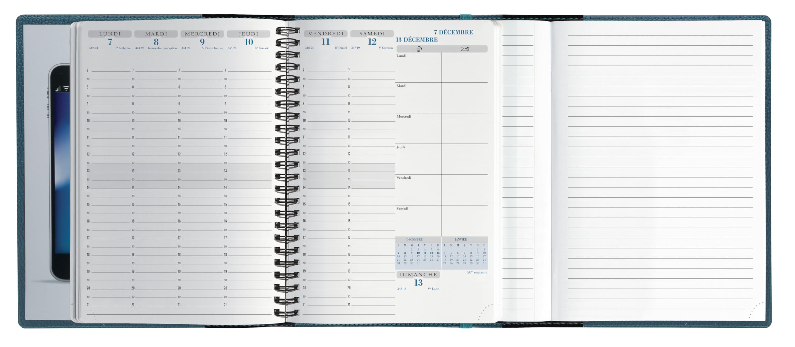 Exacompta 2007602E - Agenda de escritorio All in one Horizons 20S (15 x 21 cm), color azul