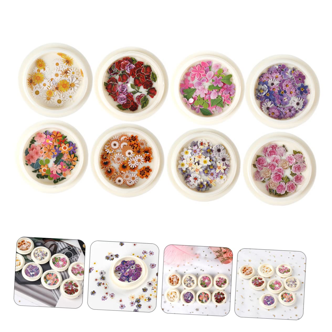 3 Set Sticker Unghie Fiori Secchi Per Decorazioni Manicure Diy Adesivi Autoadesivi Per Nail Art Facili Usare Per Appassionati E Professionisti 8 Scatole*3