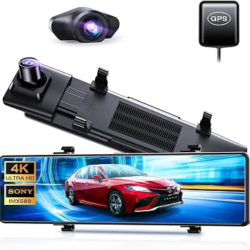 Dash Camera, Mirror Type, 4K High Definition, 2024 Summer Version & WiFi, 12-Inch Large IPS Screen, Mirror Type, 12-Inch Dash Camera, Mirror Design, Night Recording, Signal Compatible, Heat Protection, Loop Recording, Left & Right Reverse GPS Recording, Adjustable Sub Camera, Parking Surveillance Function, Front and Rear Camera Included, Mirror Included Coder 2K Recording Accident recording, Japanese instruction manual included