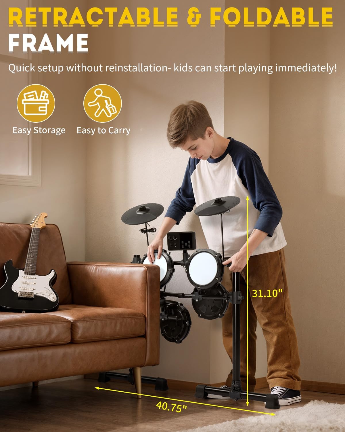 Ktaxon Electric Drum Set with retractable and foldable frame
