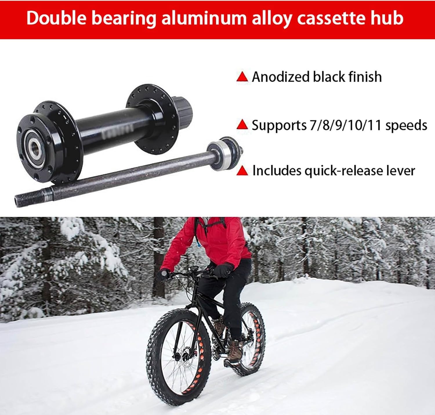 Beach Bike Front Rear Wheels Snow 26”X 4.0/4.9'' Fat Tire Wheel Set Aluminum Alloy Rims 36H Hubs 14G Spokes QR 135mm/190mm Disc Brake for 7-11s E-Bikes