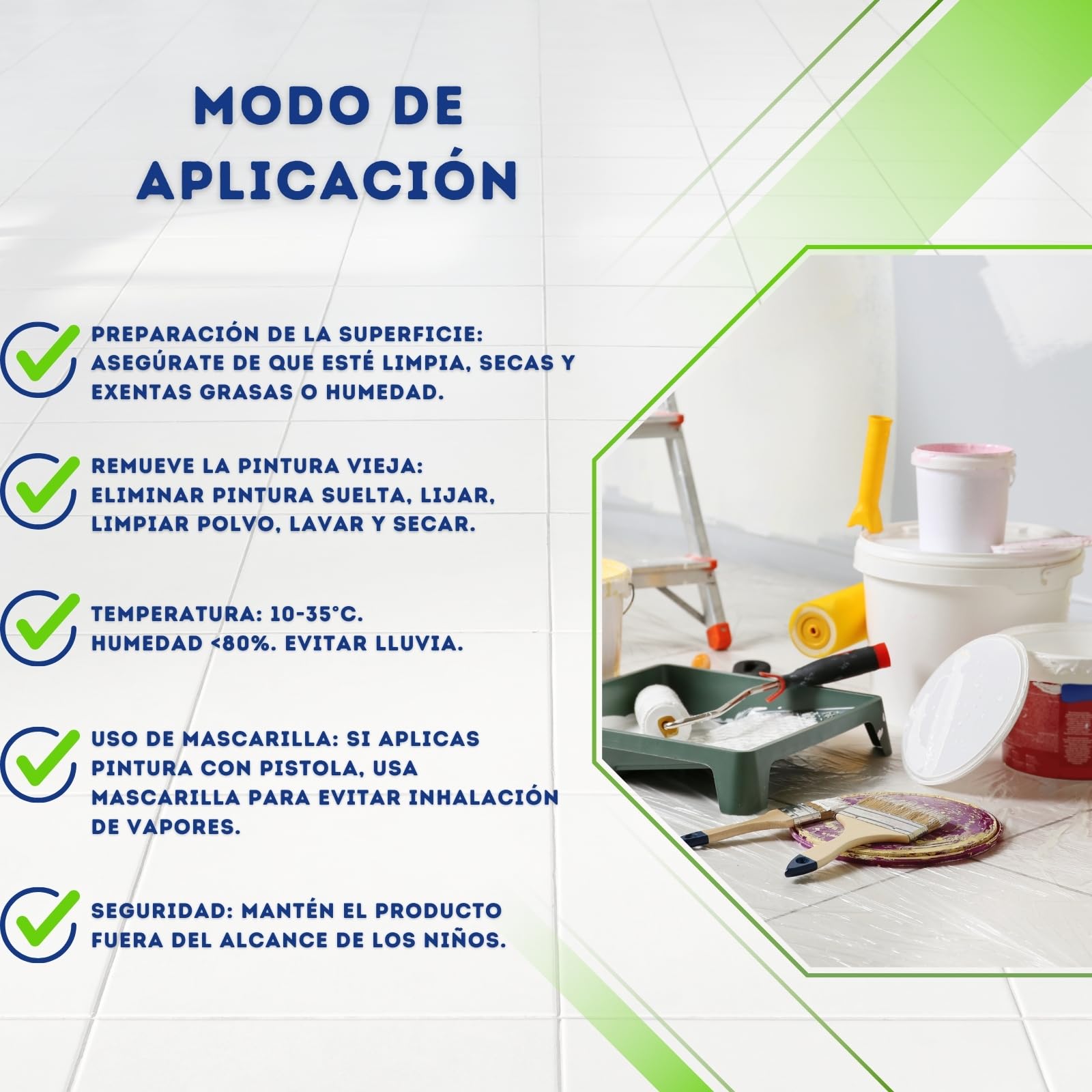 Pintura para suelos Cocina y Baño SATINADO, Mono Componente, Al Agua, Fácil Aplicación (Niebla, 750 ML)