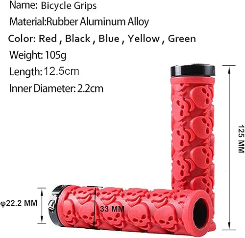 Miniatura 3 de 2 unids manillar de bicicleta Puños patrón cráneo Bicicletas apretones de goma suave bloqueo agarre para bicicleta montaña BMX