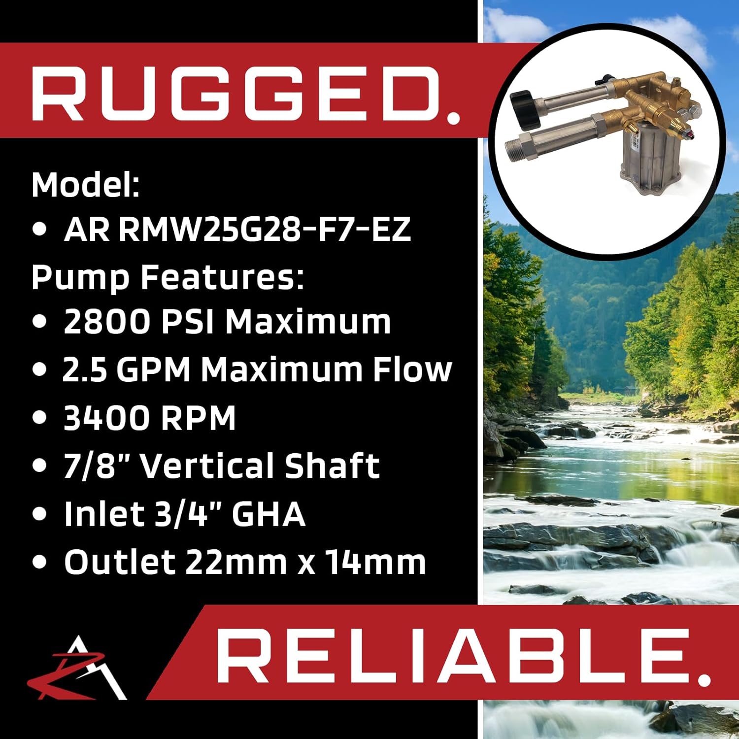 The ROP Shop OEM AR 7/8" Shaft 2800 PSI Power Pressure Washer Pump for Karcher G2500LH 11944030