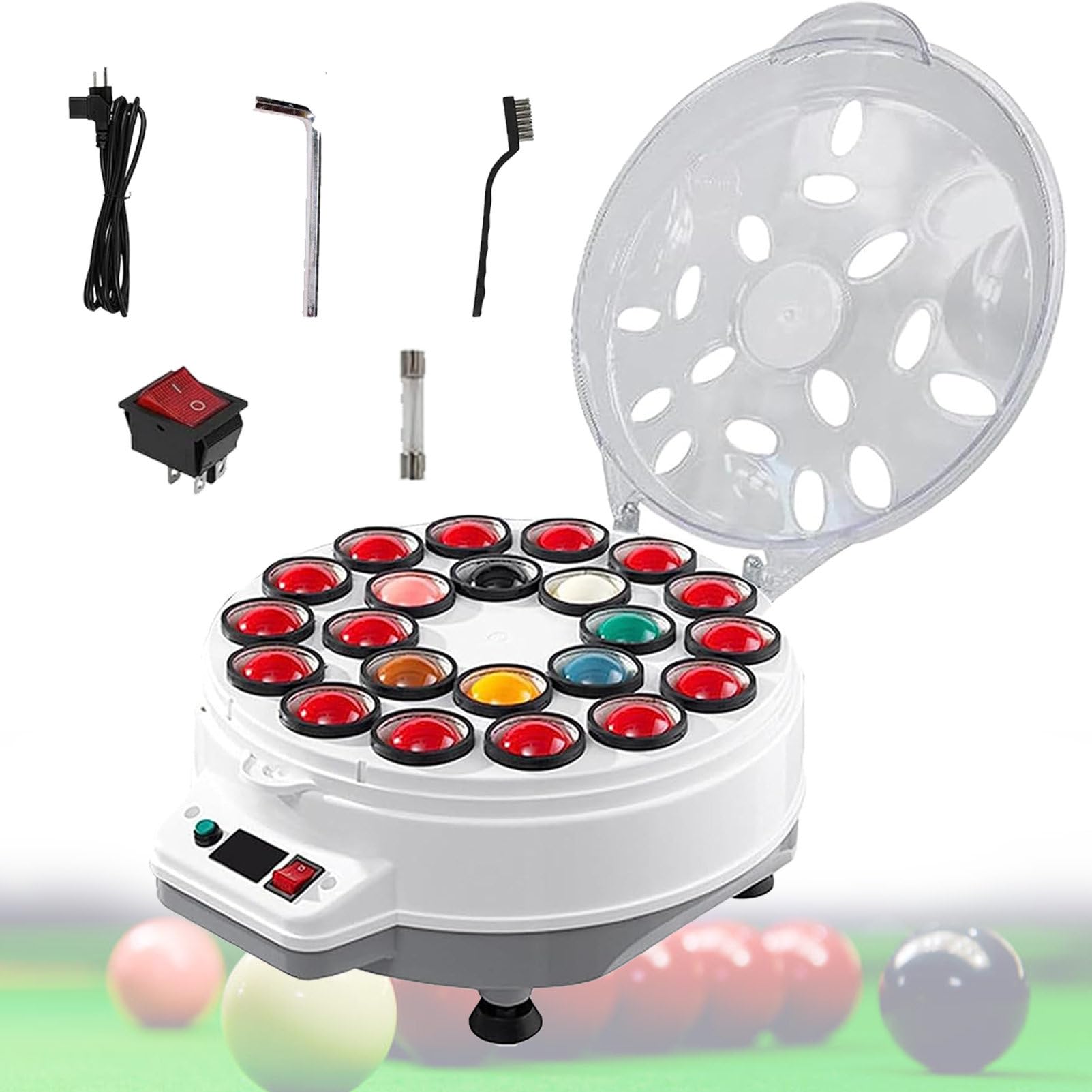 MáQuina Pulidora AutomáTica De Bolas De Billar MáQuina ElectróNica De Limpieza Adecuada para Juegos De Billar Juegos De Snooker 22balls