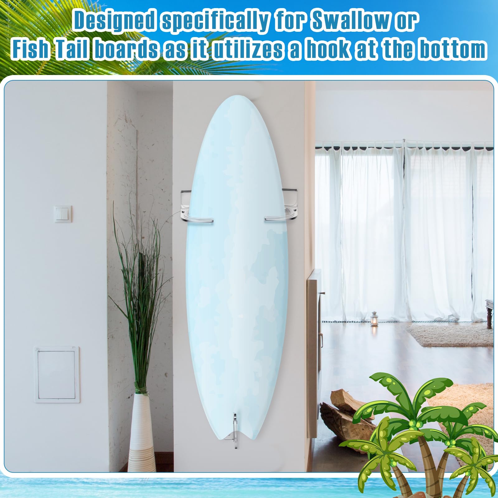 Acrylic Surfboard Surfboard Wall Mount Rack Surfboard Wall Racks