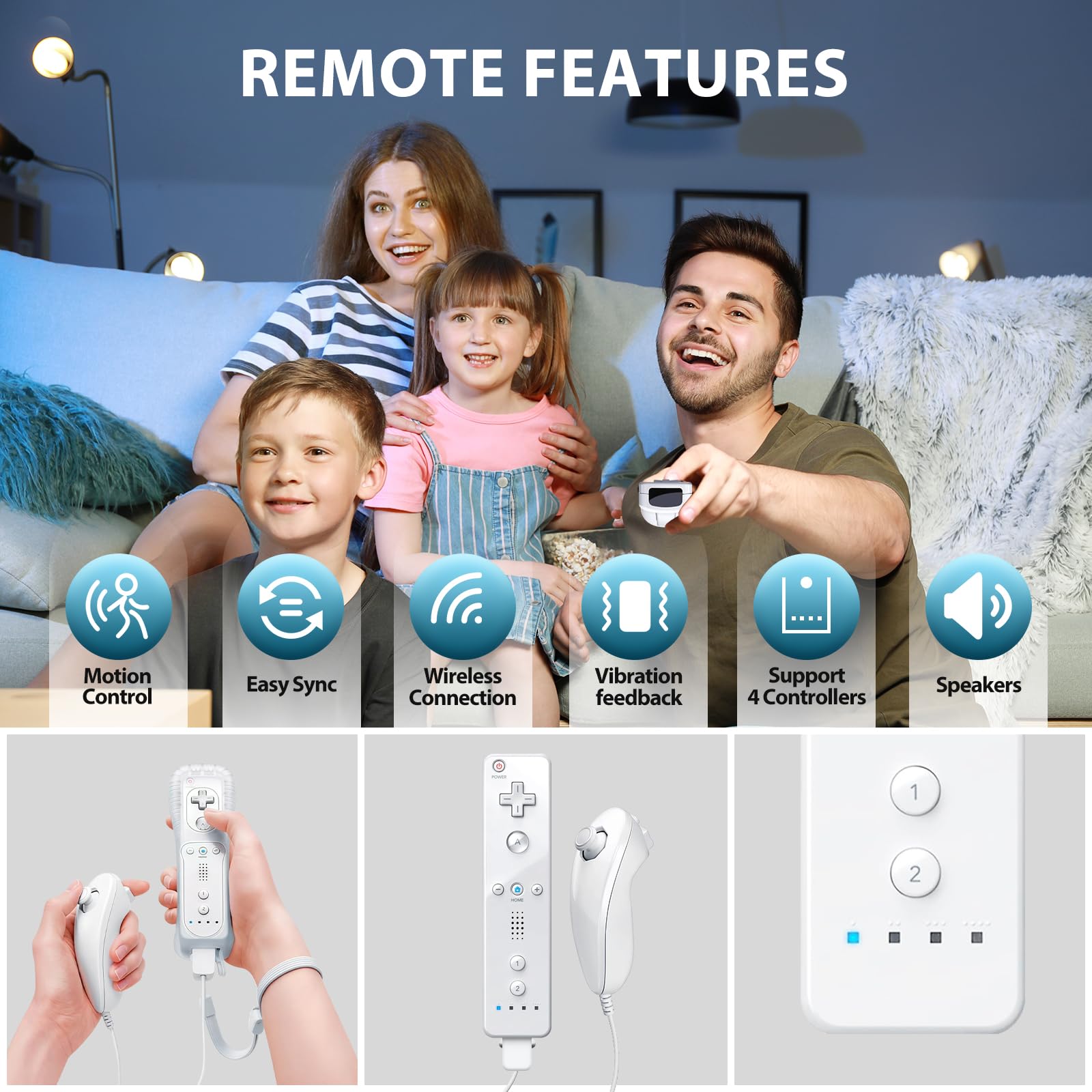 GOUYESHO Nue télécommande de remplacement pour Wii/Wii U Controller with Nunchuck avec Motion Plus, télécommande de remplacement pour console Wii/Wii U, 2 Pack (Rouge et Blanc)
