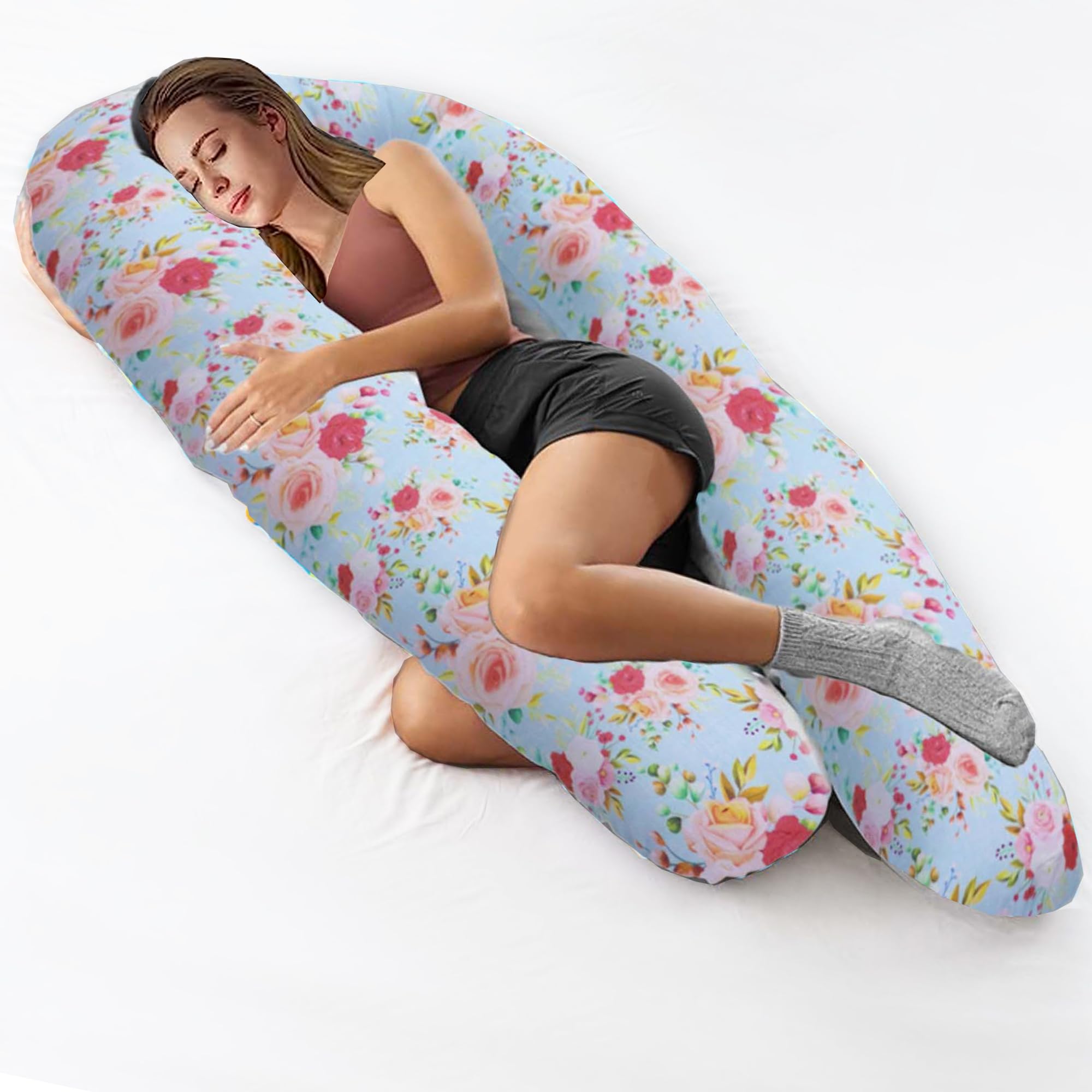 COOZLY U Shaped Pregnancy Pillow | Maternity Pillow | 100% Cotton Removable Covers| Premium PregnoCare Fibres (U Super Premium, BlueFlora) (B0C6ZNWGM3) Amazon Price History, Amazon Price Tracker
