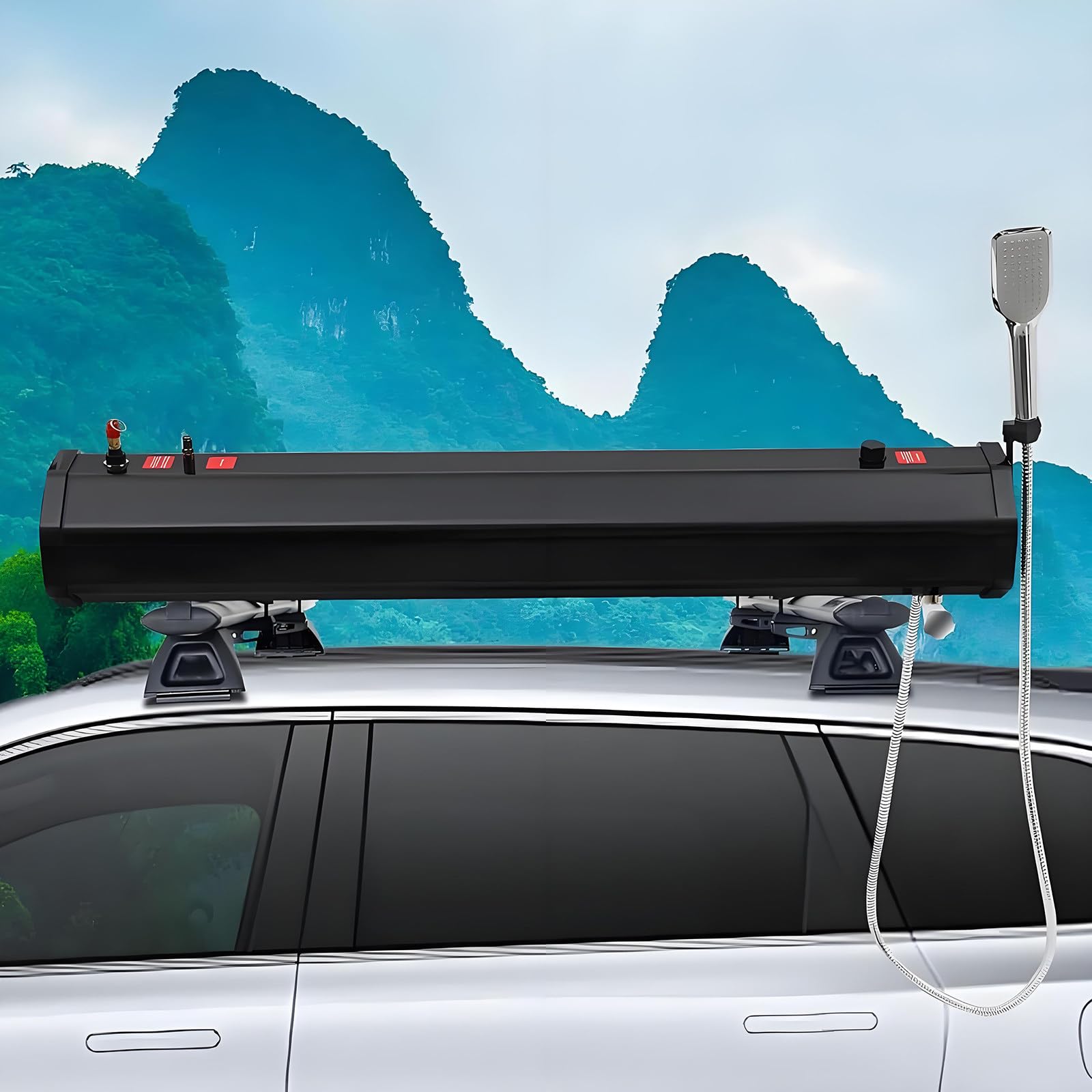 Douche camping pour toit de voiture 30L : finie la boue en voyage