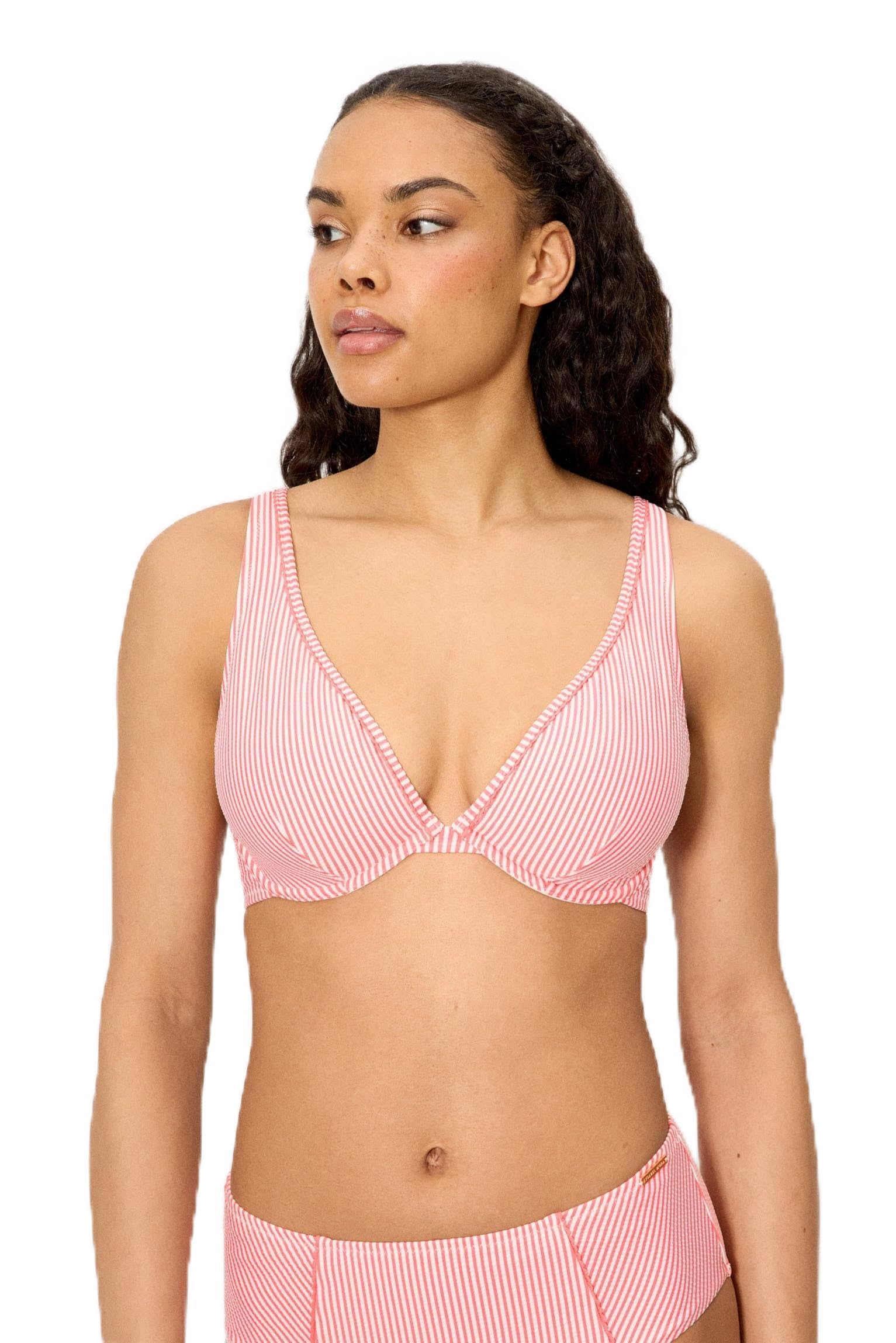 YSABEL MORA. Top Bikini Reductor Bambula Rosa Copa C. con Aro Y Sin Relleno. Tirantes Regulables En Dos Posiciones. Tejido con Textura .Colección Boat.