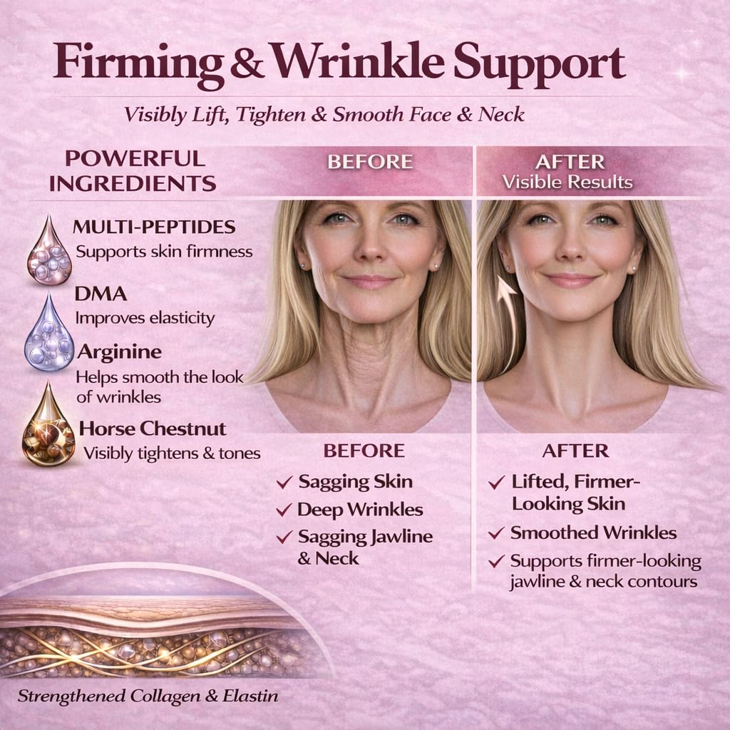 Retinol & Collagen Multi-Peptide Face & Neck Cream - Anti-Aging Firming Moisturizer with Pro-Xylane, Niacinamide, Hydrolyzed Collagen & Squalane, 1.7 fl oz - Image 5