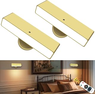 Toowell LED Wandleuchte Innen Akku Wandleuchte Ohne Bohren,Aufladbare Wandlampe Ohne Strom Bildbeleuchtung Akku Bilderleuchte Kabellos mit Fernbedienung,Magnetische Wandlampe für Schlafzimmer,2 Stück