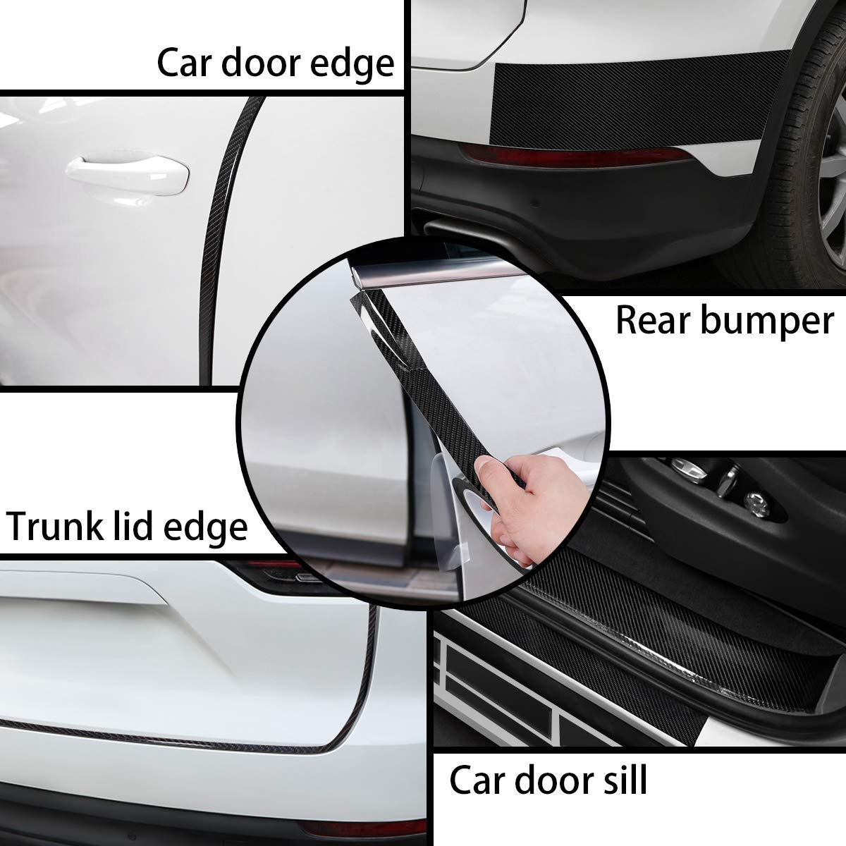 ALLWIN HOUSEWARE W Carbon Fibre High Gloss Anti Scratch Black Carbon Fiber Paint Protection Film Bumper Protector Strip Tape Ppf For Car Protection And Decoration - 2 Inches X 5 Meters (Black) - Image 7 thumbnail