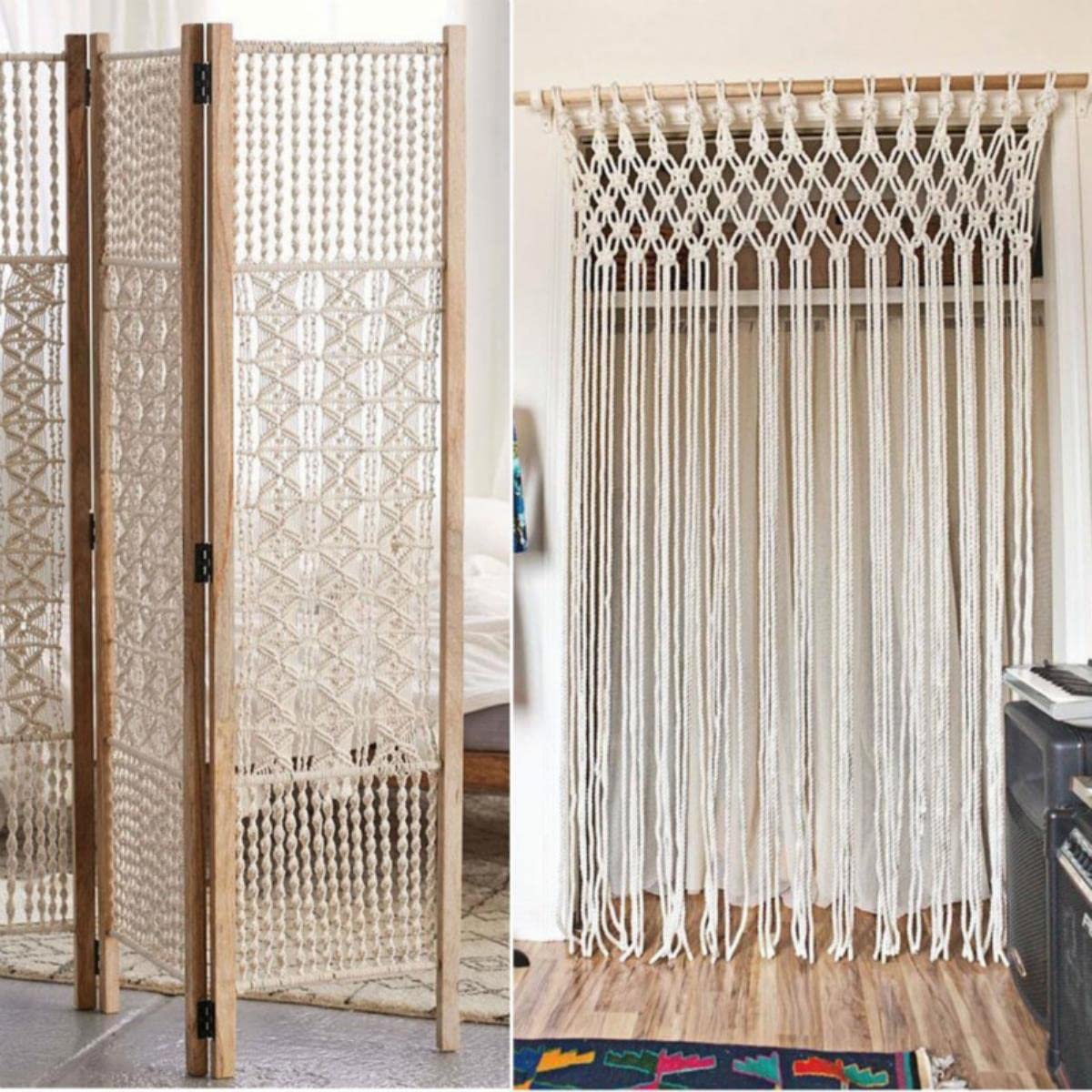 1-10mm Cordón Trenzado de algodón Beige Cuerda Macramé DIY Hecho a Mano Accesorios Textiles para el hogar Artesanía Cuerda de macramé Cuerda Decoración de la boda-6mmx50m