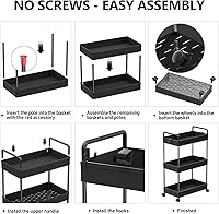 Vista 7 de SOLEJAZZ 3 Tier Rolling Storage Cart with Wheels Slim Craft Nail Makeup Snack Art Baby Utility Cart Organizer on 2 Lockable Wheels for Bathroom