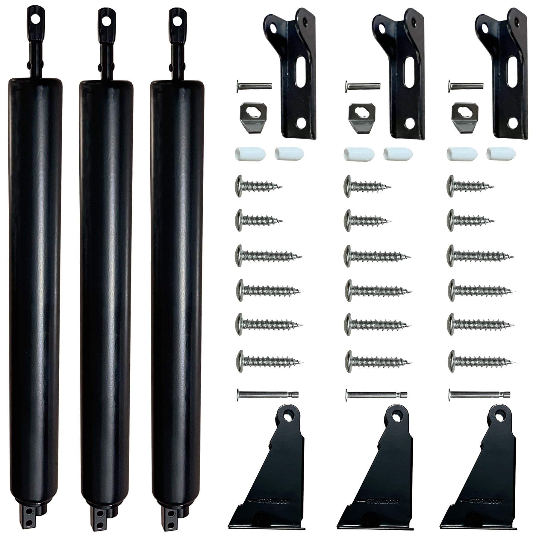 Lomodo Black 3 Pack Door Closer Standard Duty Pneumatic Door Closer For Screen Door Storm Door(Black)