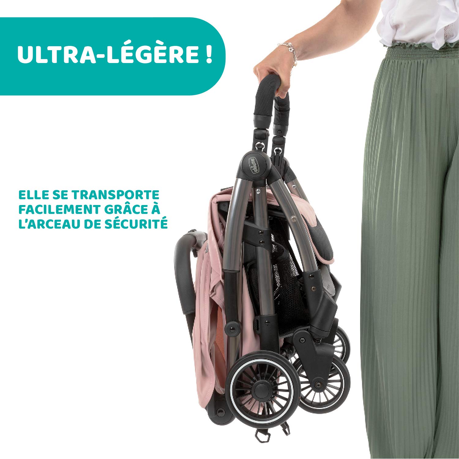 Chicco Cheerio Poussette Canne Bébé Compacte de 0 à 15 kg, Ultra Légère, Pliable et Inclinable avec Position Sommeil, Fermeture Automatique, Pare-soleil et Habillage Pluie, Blossom