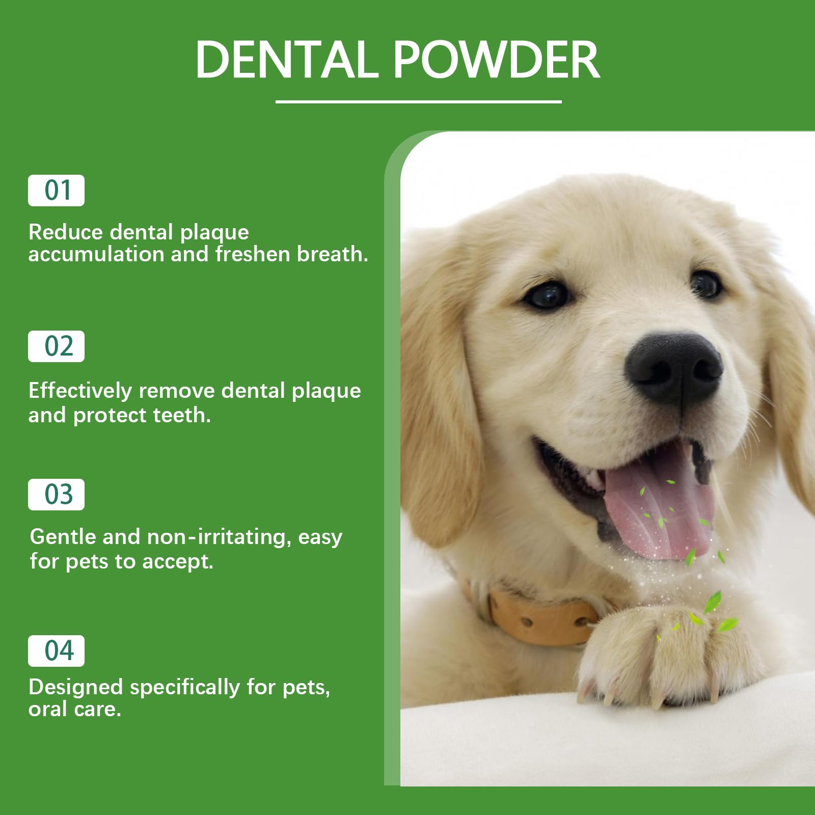 Polvo dental para perros para la limpieza dental, polvo para el cuidado dental de perros, polvo para limpieza dental sin cepillo, control de placa y sarro con probióticos, sabor a menta. (8 Cajas)