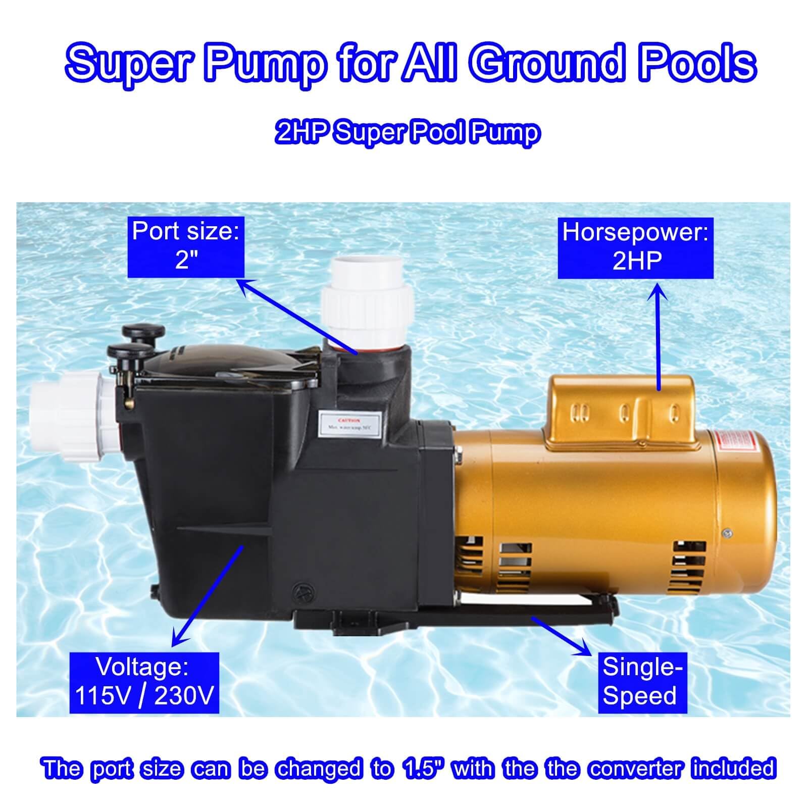 Pompa per piscina Hayward W3SP2615X20 SP2615X20 2 HP 115/230 V Super pompa per piscina interrata e spa