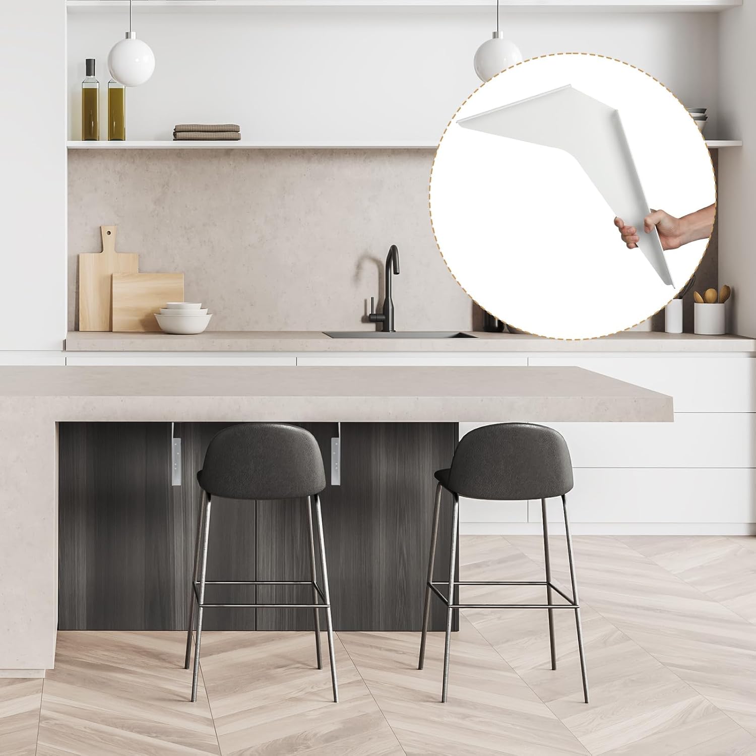 Blulu One Pair Heavy Duty Commercial Bracket, Countertop Support Bracket, Steel Mounting Reversible Holder Workstation Industrial Support Holder for Shelves Desks(12" x 18",White)