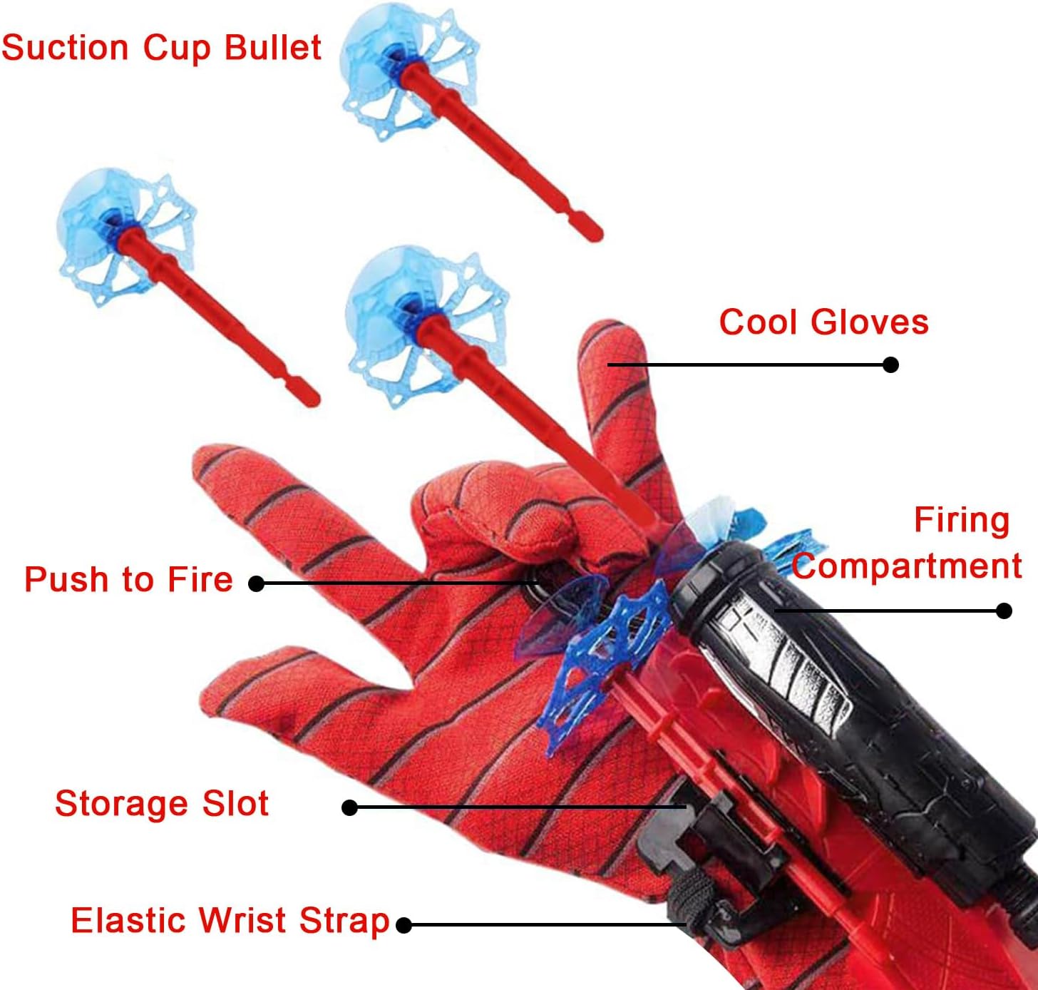 Set of 2 Spider Web Shooters Toy Set, Superhero Glove Launcher, Safe Outdoor Action Toys for Kids, Halloween Christmas Birthday Party Gifts for Boys and Girls (AB, 2)
